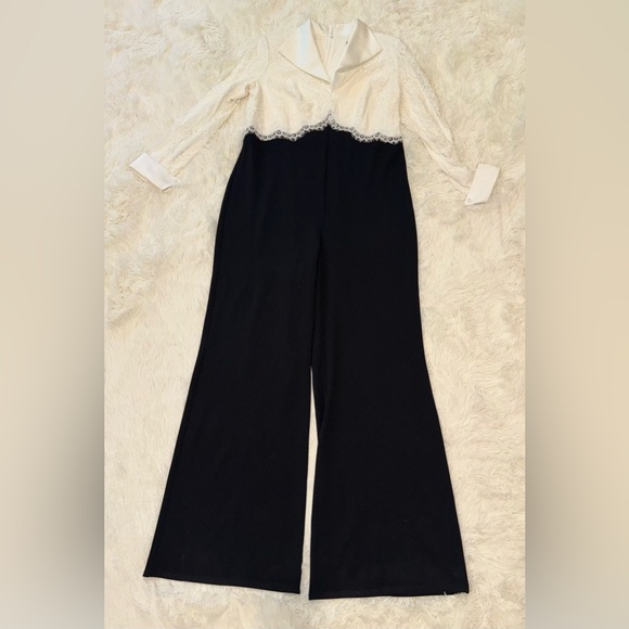 NEW Tadashi Shoji Deacon Collar ivory black Jumpsuitsz 16 - Picture 3 of 7